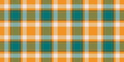 Internet seamless plaid pattern, garment textile vector background. Pastel texture tartan check fabric in carrot orange and cyan colors.