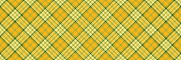 Close-up pattern plaid vector, variation fabric check seamless. Fit textile texture background tartan in yellow and amber colors. vector