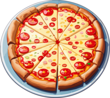ai gerado papperoni pizza em prato desenho animado png
