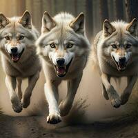 AI generated wolf's attack, Realistic images of wild animal attacks photo