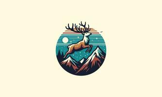 deer jump on mountain vector artwork design