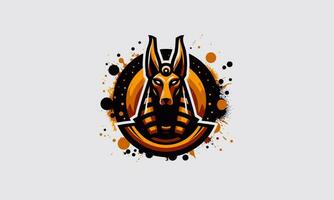 logo diseño de cabeza anubis vector ilustración plano diseño