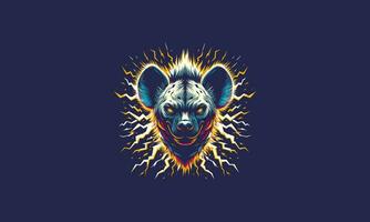 head hyena angry with lightning vector mascot design