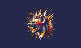 head hyena angry with lightning vector mascot design