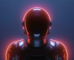 AI generated Portrait of astronaut or spaceman with neon light. photo