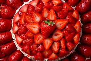 AI generated strawberry cake background photo