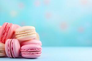 AI generated macaroons on a table photo