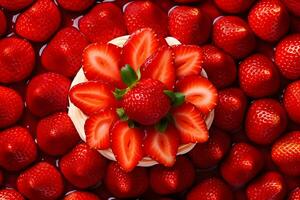 AI generated strawberry cake background photo