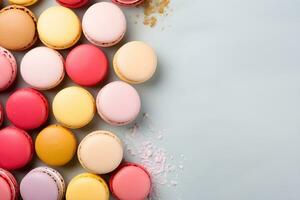 AI generated macaroons on a table photo