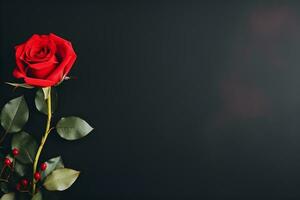 AI generated beautiful red rose background photo