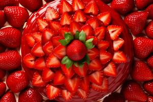 AI generated strawberry cake background photo