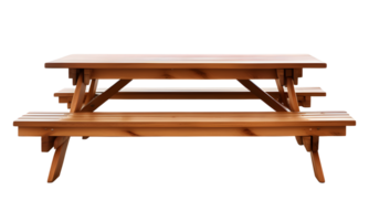 ai gegenereerd houten picknick tafel geïsoleerd Aan transparant achtergrond png