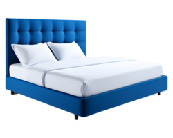AI generated Modern Blue Bed Isolated on Transparent Background png