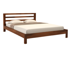AI generated Wooden Bed Isolated on Transparent Background png