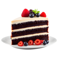 AI generated Cake on Plate Isolated on Transparent Background png