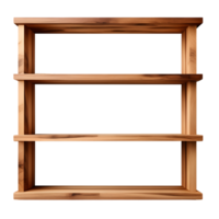 AI generated Empty Wooden Bookshelves Isolated on Transparent Background png