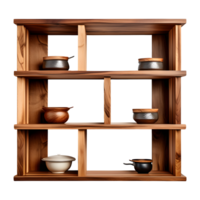 AI generated Wooden Shelves Isolated on Transparent Background png