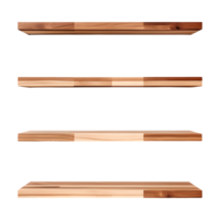 AI generated Collection of wooden shelves Isolated on Transparent Background png
