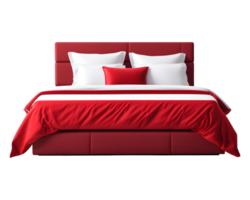 AI generated Modern Red Bed Isolated on Transparent Background png