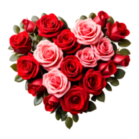 AI generated Heart Shaped Roses Isolated on Transparent Background png