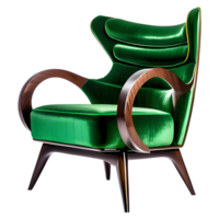 ai generado moderno verde Sillón aislado en transparente antecedentes png