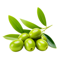 AI generated Olive with Leaves Isolated on Transparent Background png