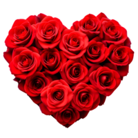 AI generated Heart Shaped Red Roses Isolated on Transparent Background png