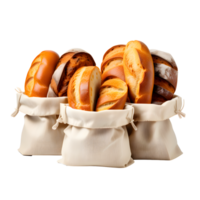 AI generated Breads in a Paper Bags Isolated on Transparent Background png