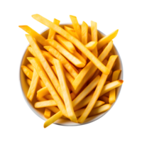 ai generato francese patatine fritte superiore Visualizza isolato su trasparente sfondo png