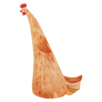 Watercolor illustration in a cartoon style. a speckled chicken. the whimsical charm of a feathered friend. playful and lighthearted atmosphere, perfect for children's designs, cards, and prints png