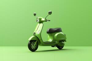 AI generated Green electric motorcycle concept of sustainable transport. AI generated photo