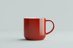 AI generated Mockup of red cup on gray background. Minimalistic style. AI generated photo