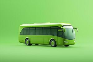 AI generated Green electric bus concept of sustainable transport. AI generated photo