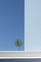 AI generated Minimalistic architectural details against a blue sky background. AI generated photo