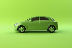 AI generated Green car concept of sustainable transport. AI generated photo