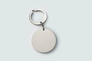 AI generated Mockup of a round keychain on a white background. AI generated photo