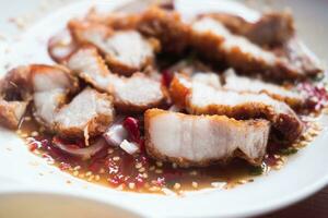 tailandés comida picante crujiente Cerdo ensalada foto