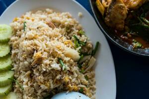 Fried rice with crab meat. Fried rice Thai style. photo