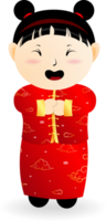 meisje kinderen Chinese nieuw jaar groet schattig ontwerp voor decoratie cultuur festival Azië png