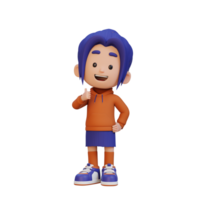 3d niña personaje dar un pulgar arriba con linda contento cara png