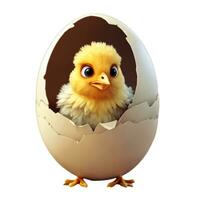 AI generated little yellow chick on white background easter artwork photo