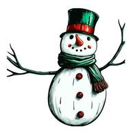 illustration of a cute smiling snowman vector