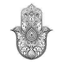 Hand of Fatima symbol sketch hand drawn in doodle style Vector illustration