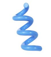 3d winter Spiral curve line decorative Christmas element blue color. Realistic design In plastic cartoon style. transparent illustration png