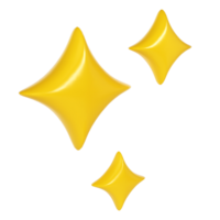 3d winter yellow Christmas stars sparkle. Cute shiny star shaped object element icon. shine symbol transparent illustration png