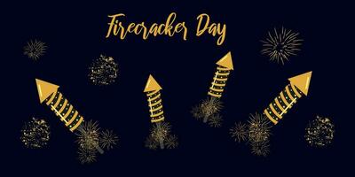 The day of launching firecrackers and fireworks. vector