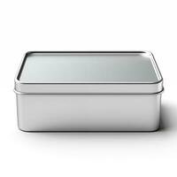 AI generated Rectangular tin box. Metal box for various purposes. Isolate on a white back. Ai. Generative ai. photo