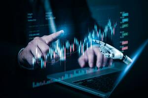 Chatbot conversation Ai Artificial Intelligence technology online customer service.Digital chatbot, robot application, OpenAI generate. financial investment stock market.Virtual assistant on internet. photo