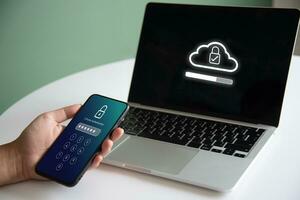 Digital Cybersecurity 2FA Two-Factor Authentication and Password Protection Safeguarding Internet Online Privacy network security technology Encrypted data. photo