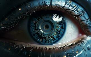 AI generated The Cybernetic Eye of Artificial Intelligence Transforms Human Vision photo